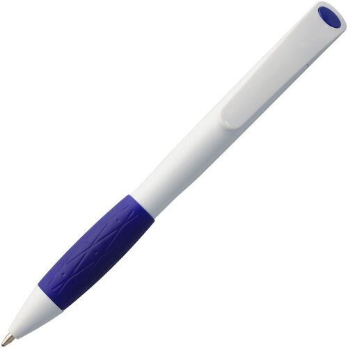 Ручка шариковая Grip, белая (молочная) с синим 3
