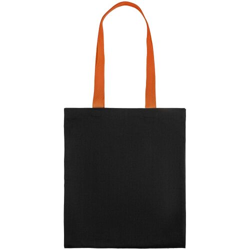 Холщовая сумка BrighTone, черная с оранжевыми ручками 3