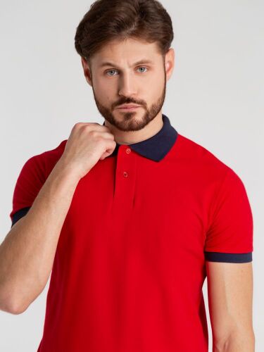 Рубашка поло Prince 190, красная с темно-синим, размер M 5