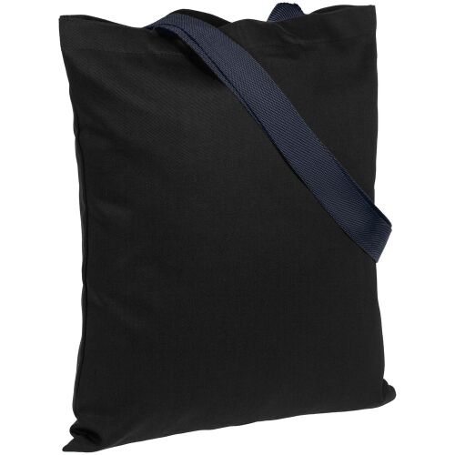 Холщовая сумка BrighTone, черная с темно-синими ручками 1