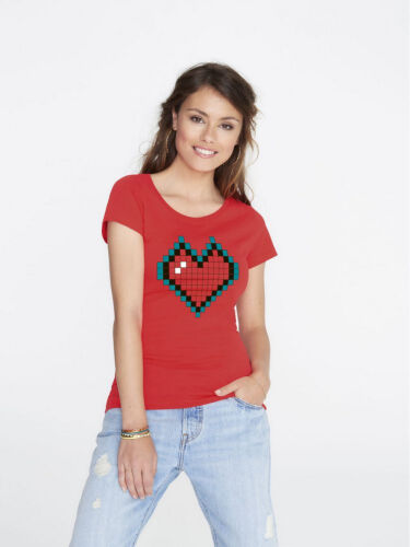 Футболка женская Pixel Heart, красная, размер S 1