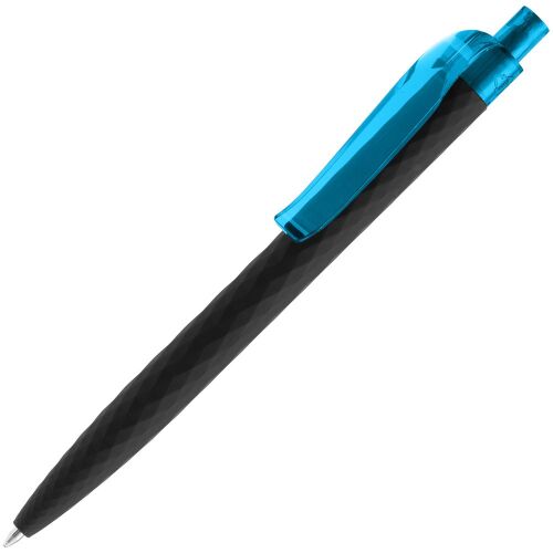 Ручка шариковая Prodir QS01 PRT-P Soft Touch, черная с голубым 1