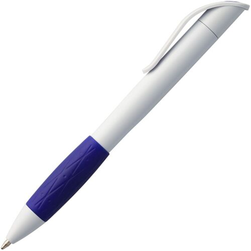 Ручка шариковая Grip, белая (молочная) с синим 2