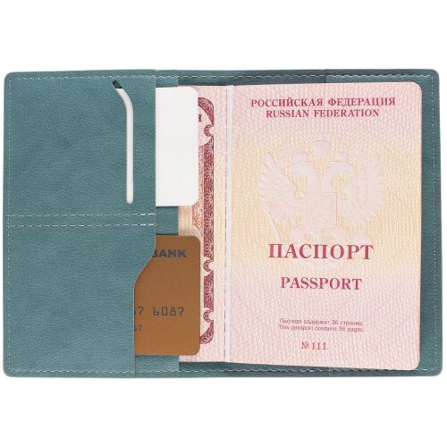 Обложка для паспорта Petrus, голубая 3
