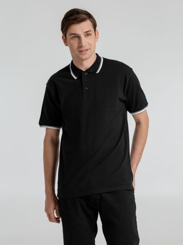 Рубашка поло мужская с контрастной отделкой Practice 270 черная, 4