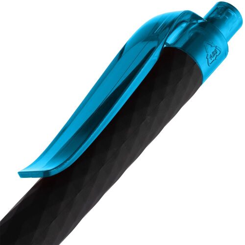 Ручка шариковая Prodir QS01 PRT-P Soft Touch, черная с голубым 5