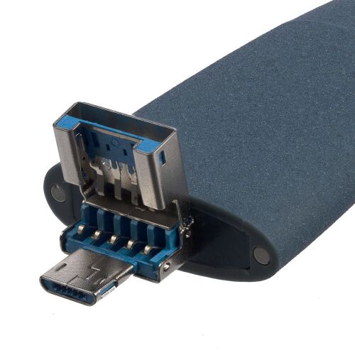 Флешка Pebble Universal, USB 3.0, серо-синяя, 32 Гб 9