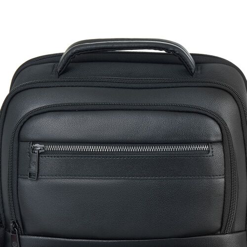Рюкзак для ноутбука Santiago с кожаной отделкой, черный 4