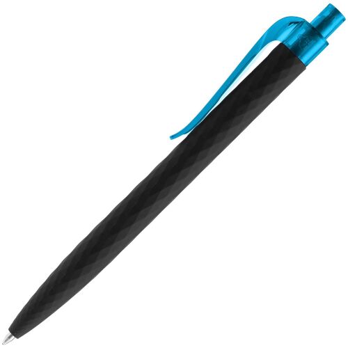 Ручка шариковая Prodir QS01 PRT-P Soft Touch, черная с голубым 2
