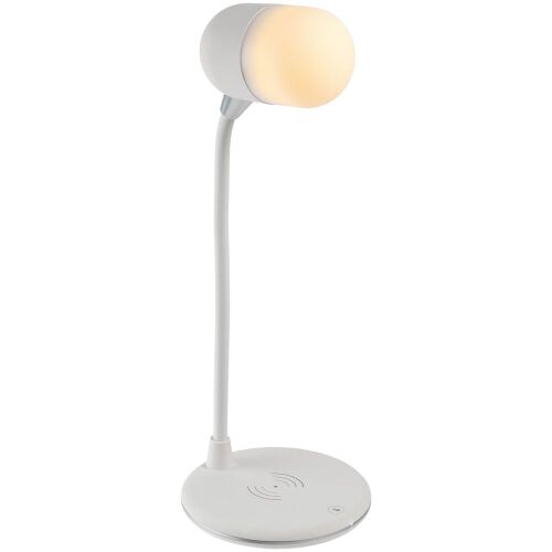 Лампа с колонкой и беспроводной зарядкой lampaTon, белая 1