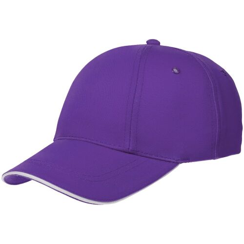 Бейсболка Canopy, фиолетовая с белым кантом 8