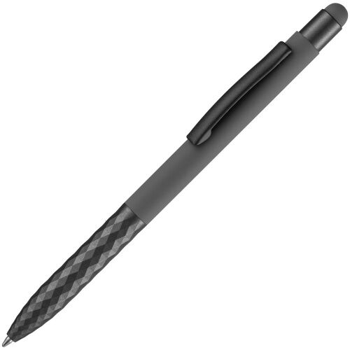 Ручка шариковая Digit Soft Touch со стилусом, серая 1