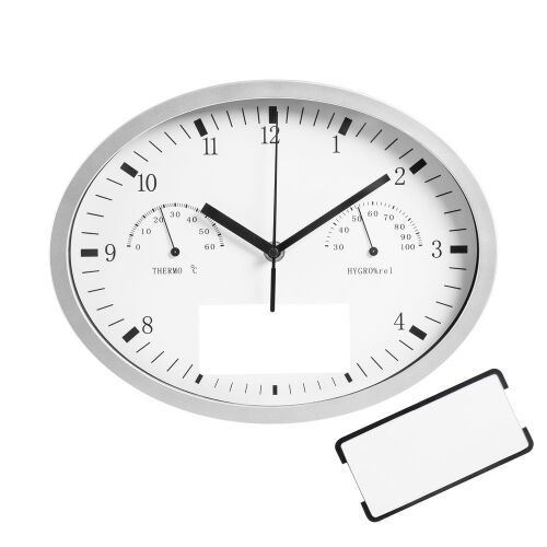 Часы настенные Insert3 с термометром и гигрометром, белые 1