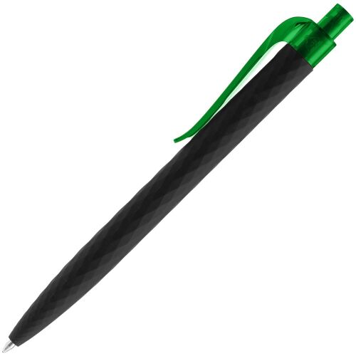 Ручка шариковая Prodir QS01 PRT-P Soft Touch, черная с зеленым 2