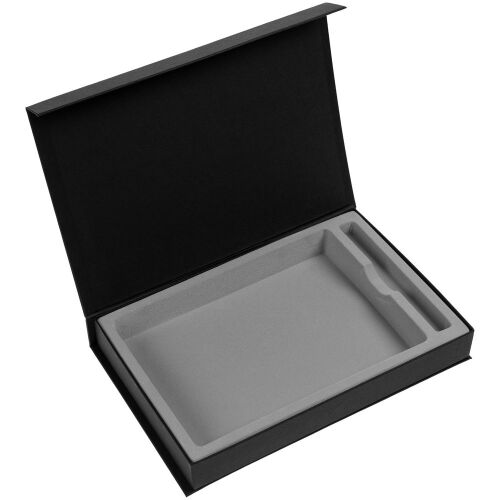Коробка Silk с ложементом под ежедневник 15х21 см и ручку, черна 1