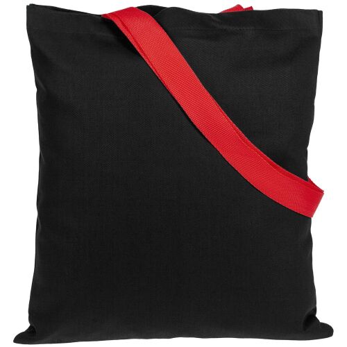 Холщовая сумка BrighTone, черная с красными ручками 2