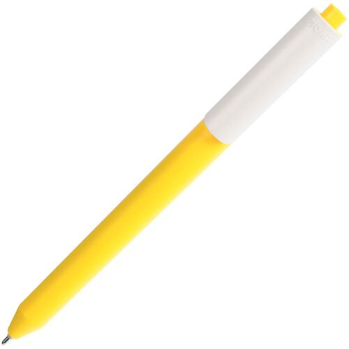 Ручка шариковая Pigra P03 Mat, желтая с белым 2