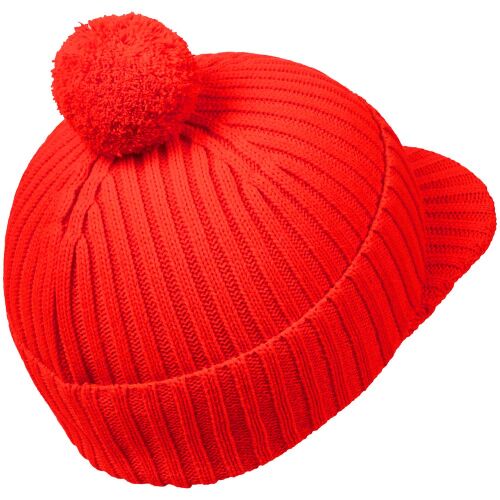 Вязаная шапка с козырьком Peaky, красная (кармин) 3