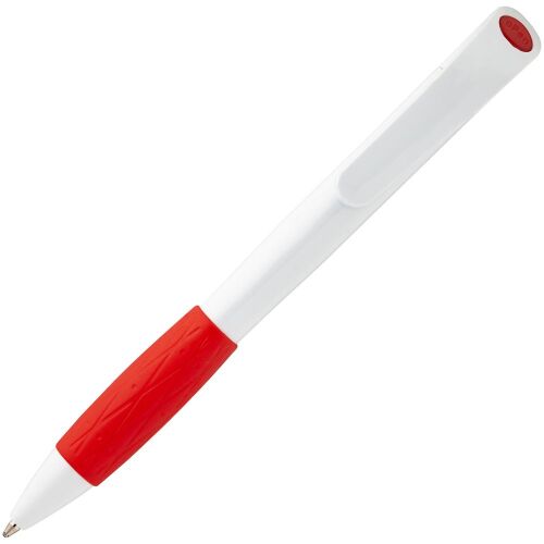 Ручка шариковая Grip, белая с красным 3