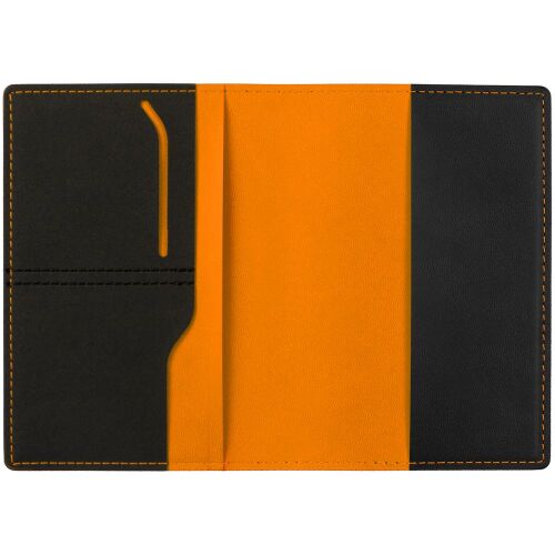 Обложка для паспорта Multimo, черная с оранжевым 1