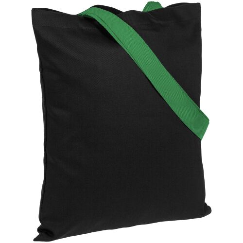 Холщовая сумка BrighTone, черная с зелеными ручками 1