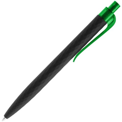 Ручка шариковая Prodir QS01 PRT-P Soft Touch, черная с зеленым 3