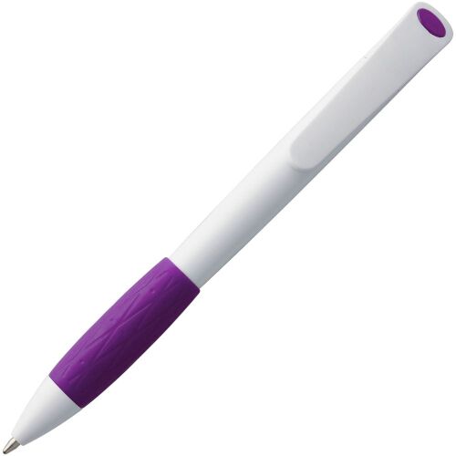 Ручка шариковая Grip, белая с фиолетовым 3