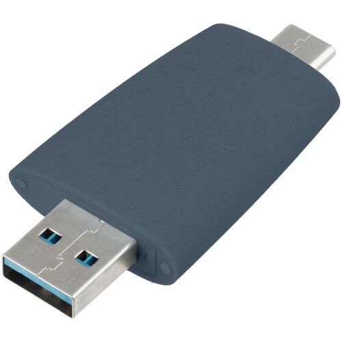 Флешка Pebble Type-C, USB 3.0, серо-синяя, 16 Гб 2