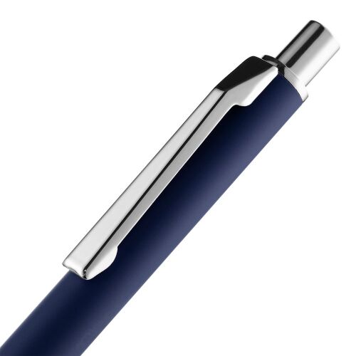 Ручка шариковая Lobby Soft Touch Chrome, синяя 5
