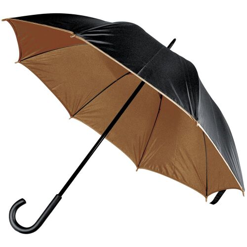 Зонт-трость Downtown, черный с коричневым 1