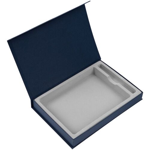 Коробка Silk с ложементом под ежедневник 15х21 и ручку, синяя 1