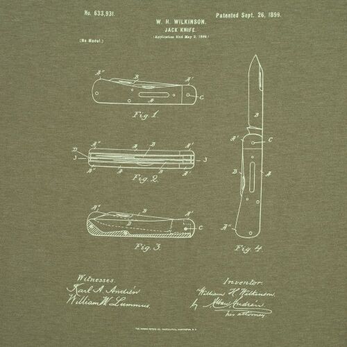 Футболка приталенная Old Patents. Knife, меланж хаки, размер S 3