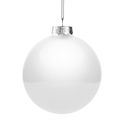 Елочный шар Finery Gloss, 10 см, глянцевый белый 2