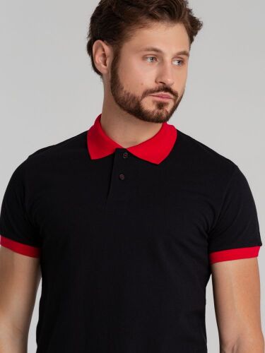 Рубашка поло Prince 190 черная с красным, размер XL 5