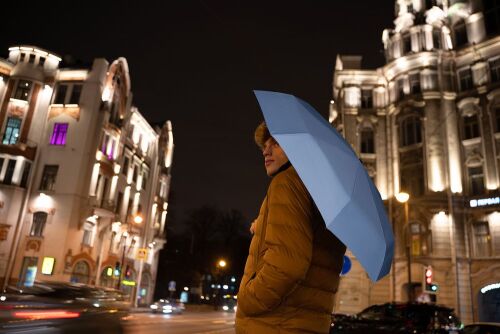 Зонт складной Manifest Color со светоотражающим куполом, синий 6