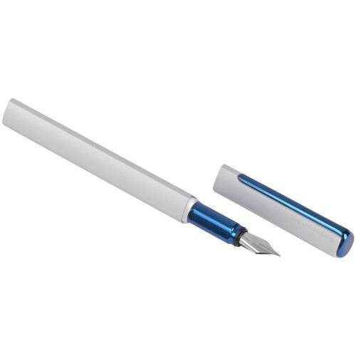 Ручка перьевая PF One, серебристая с синим 1