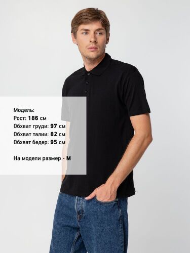 Рубашка поло мужская Summer 170 черная, размер M 3