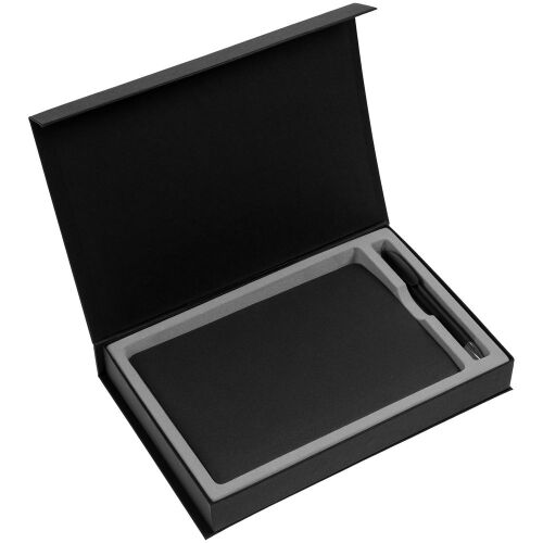 Коробка Silk с ложементом под ежедневник 15х21 см и ручку, черна 3