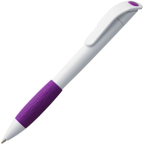Ручка шариковая Grip, белая с фиолетовым 1