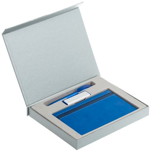Коробка Memo Pad для блокнота, флешки и ручки, серебристая 4
