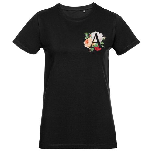 Футболка женская «Цветочная азбука: А», черная, размер XL 2