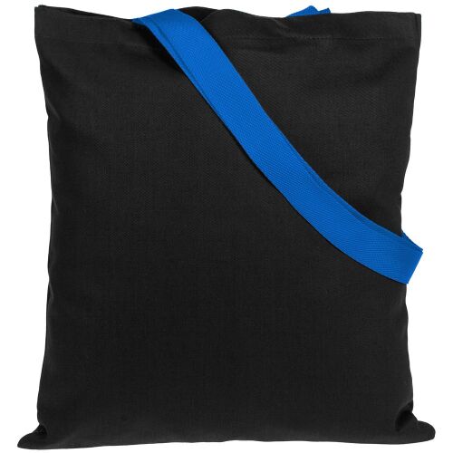 Холщовая сумка BrighTone, черная с ярко-синими ручками 2
