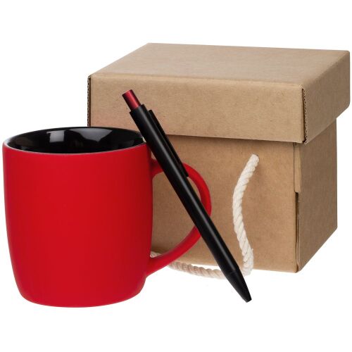 Набор Color Block: кружка и ручка, красный с черным 1