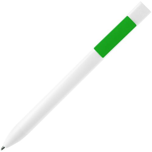 Ручка шариковая Swiper SQ, белая с зеленым 2