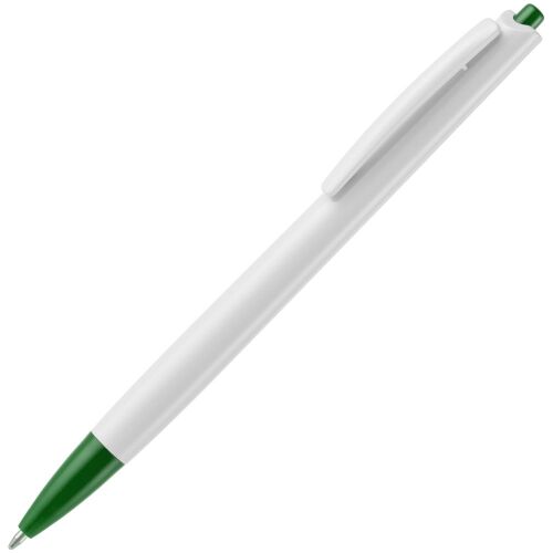 Ручка шариковая Tick, белая с зеленым 1