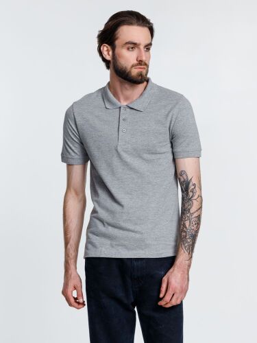 Рубашка поло мужская Adam, серый меланж, размер M 2