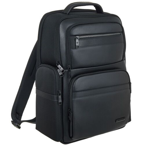 Рюкзак для ноутбука Santiago с кожаной отделкой, черный 1
