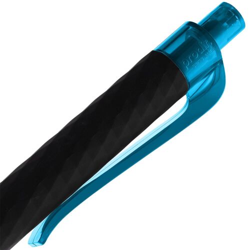 Ручка шариковая Prodir QS01 PRT-P Soft Touch, черная с голубым 6