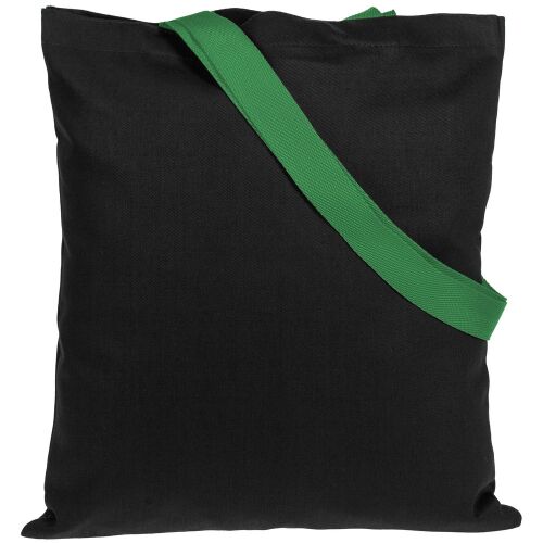 Холщовая сумка BrighTone, черная с зелеными ручками 2