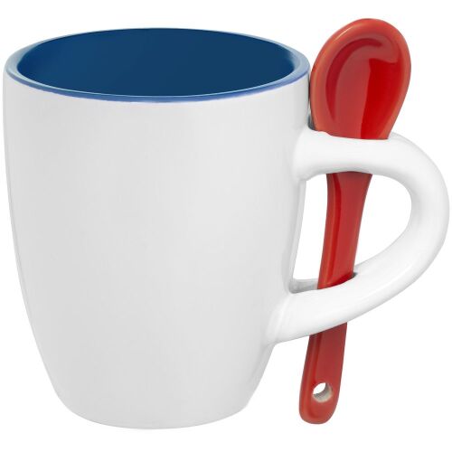 Кофейная кружка Pairy с ложкой, синяя с красной 1